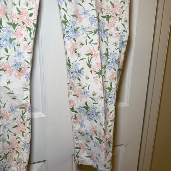 Calvin Klein Floral Cotton Twill Pants Size 12 Blue Pink Soft - Picture 2 of 7